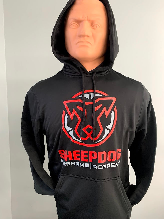 Sheepdog Hooded Sweatshirt - Red on Black